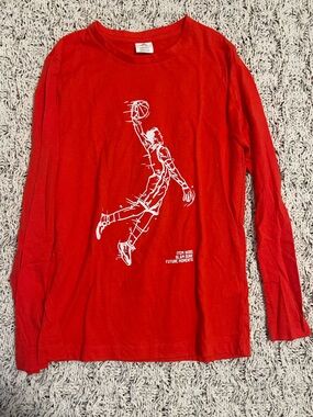 Red Long Sleeve Boys' Basketball Graphic Tee